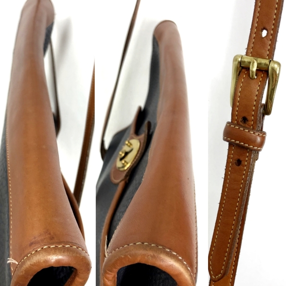 Dooney & Bourke Vintage Large Cavalry Portfolio Briefcase Navy AWL British Tan - Picture 5 of 9